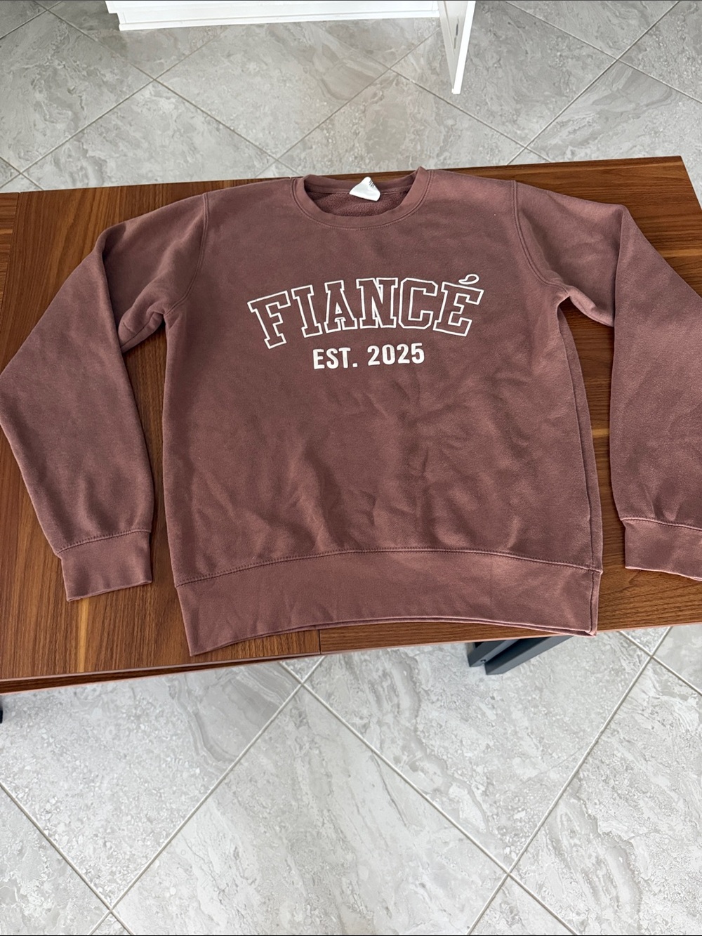 Fiancé Est. 2025 Crewneck Sweatshirt - Brown